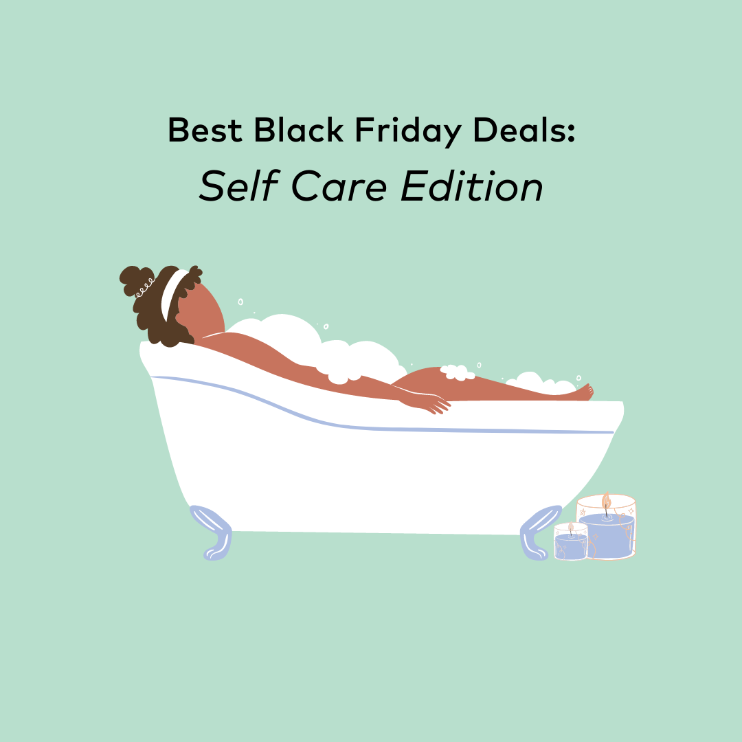 woman in bubble bath with candle, "Best Black Friday Deals: Self Care Edition"