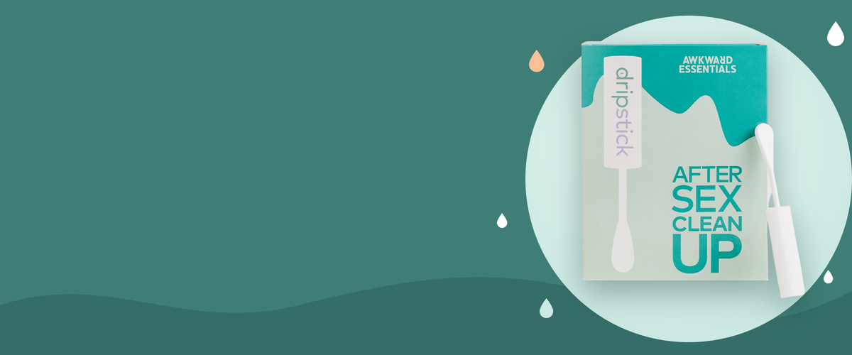 dripstick after-sex cleanup sponge box with water drops